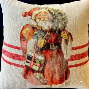Pottery Barn Holiday Linen Pillow Santa
